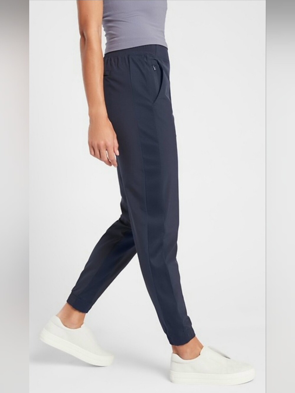 Athleta Brooklyn Lined Jogger True Navy Blue Pants Size 12 Cozy Warm Jersey